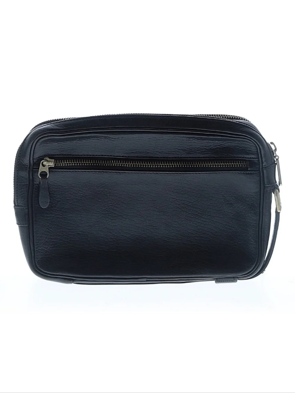 Valentino Garavani Black Leather Bag: Clutch, Dopp, or Organizer